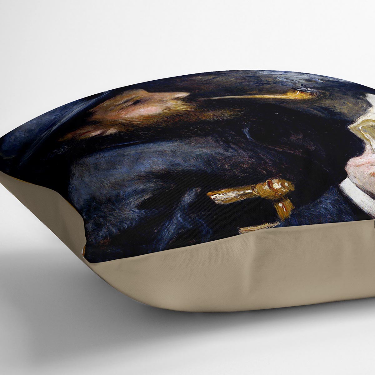 Claude Monet Reading A Newspaper by Renoir Cushion