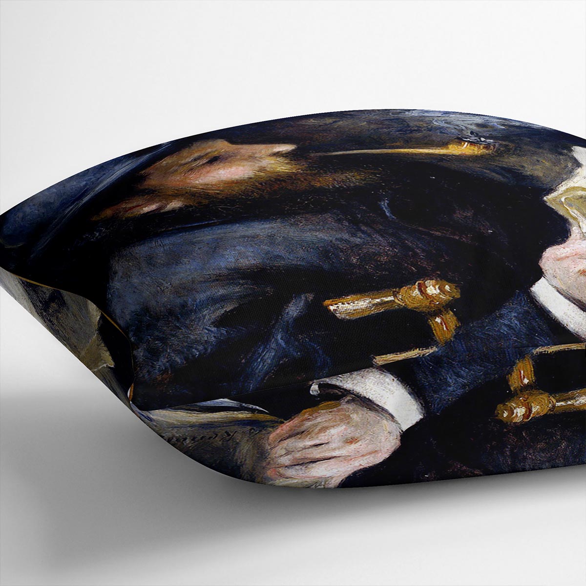 Claude Monet Reading A Newspaper by Renoir Cushion