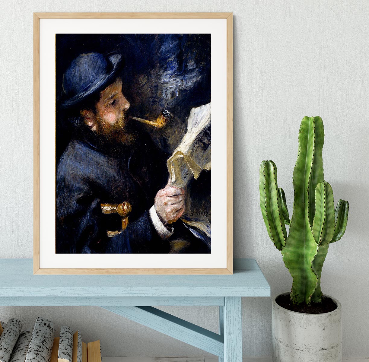 Claude Monet Reading A Newspaper by Renoir Framed Print - Canvas Art Rocks - 3