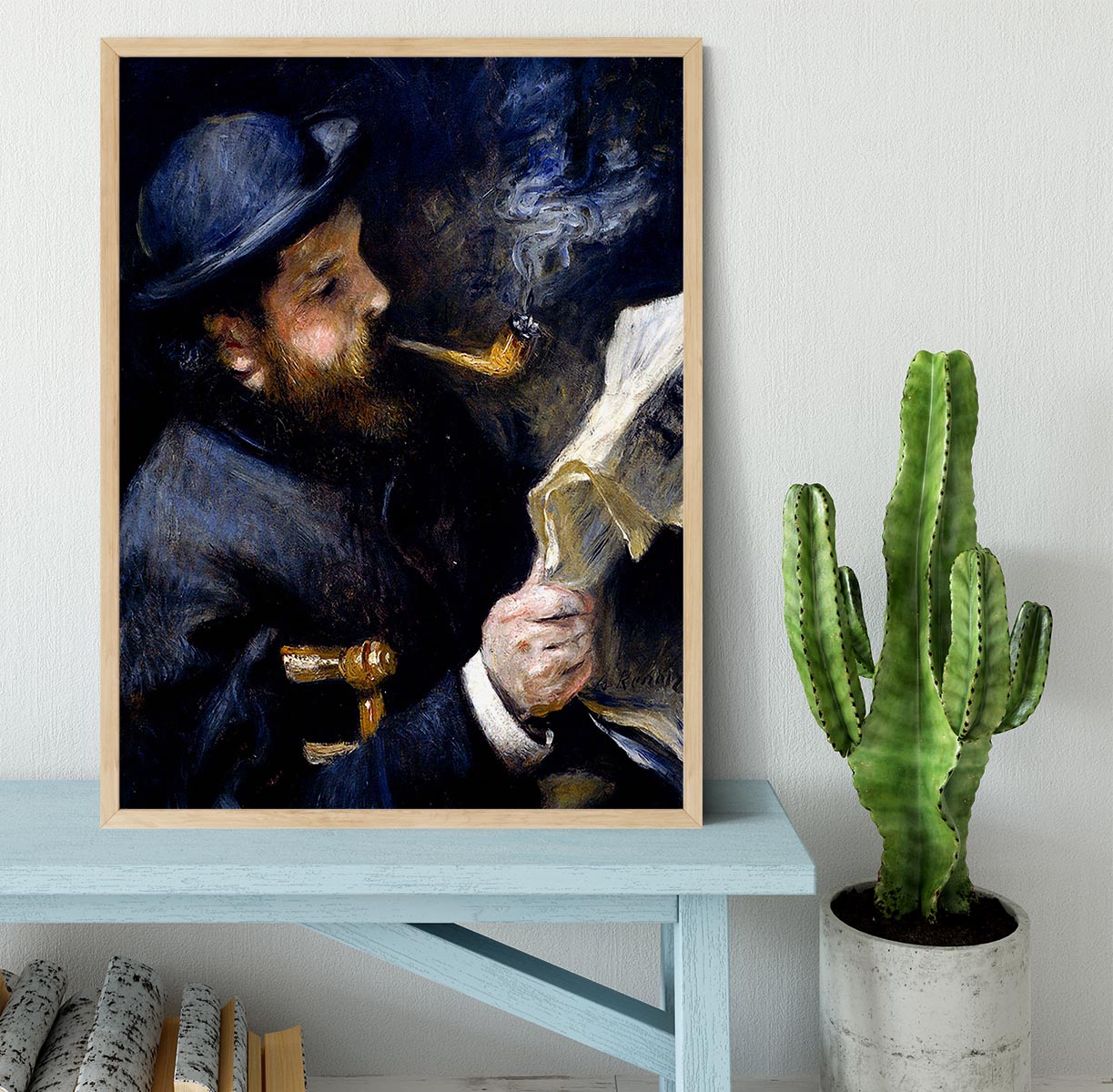 Claude Monet Reading A Newspaper by Renoir Framed Print - Canvas Art Rocks - 4