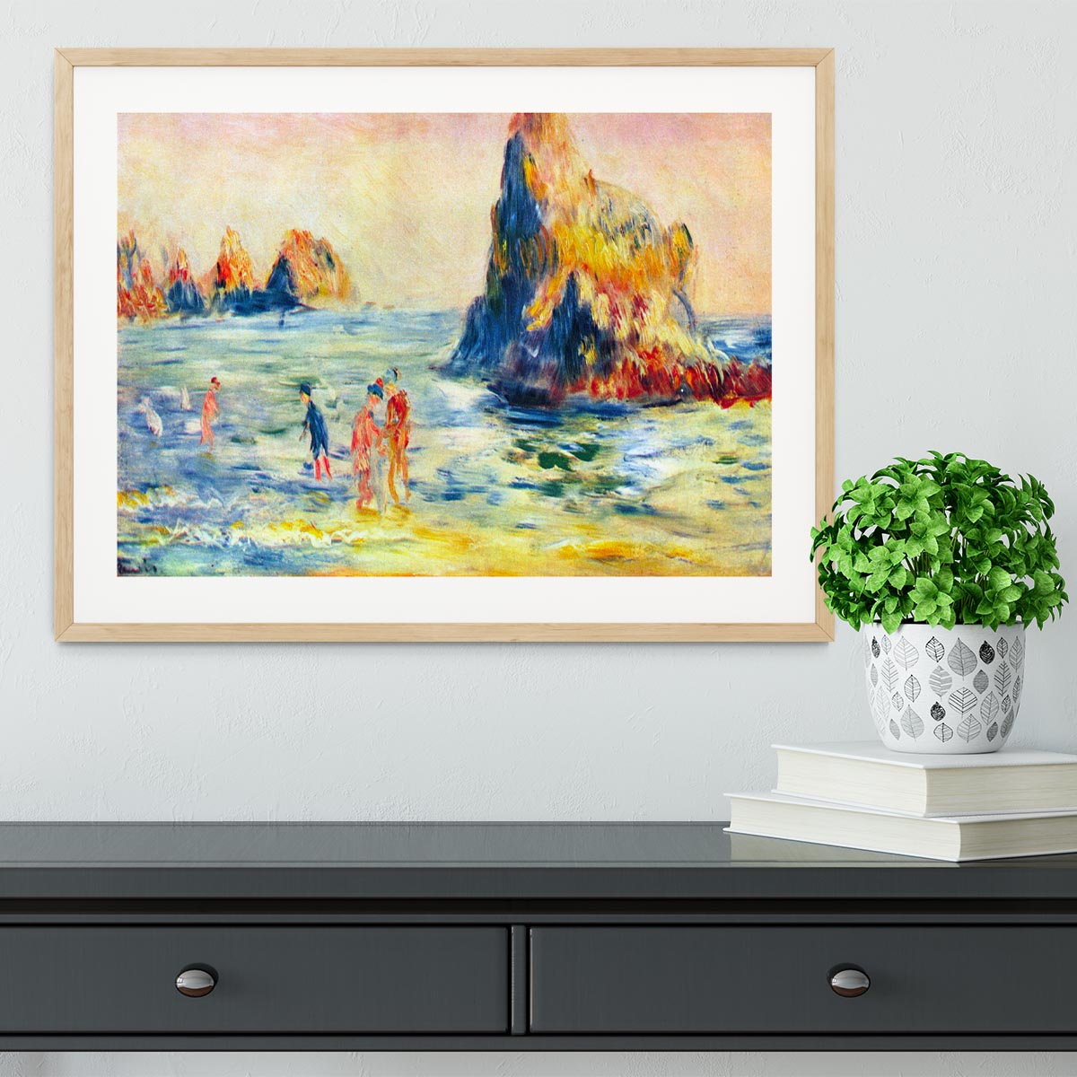 Cliffs at Guernsey by Renoir Framed Print - Canvas Art Rocks - 3
