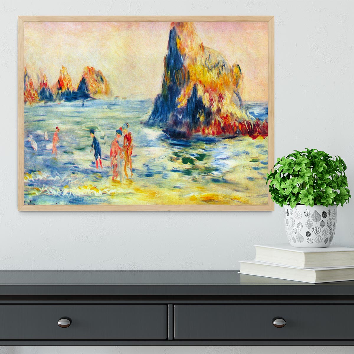 Cliffs at Guernsey by Renoir Framed Print - Canvas Art Rocks - 4