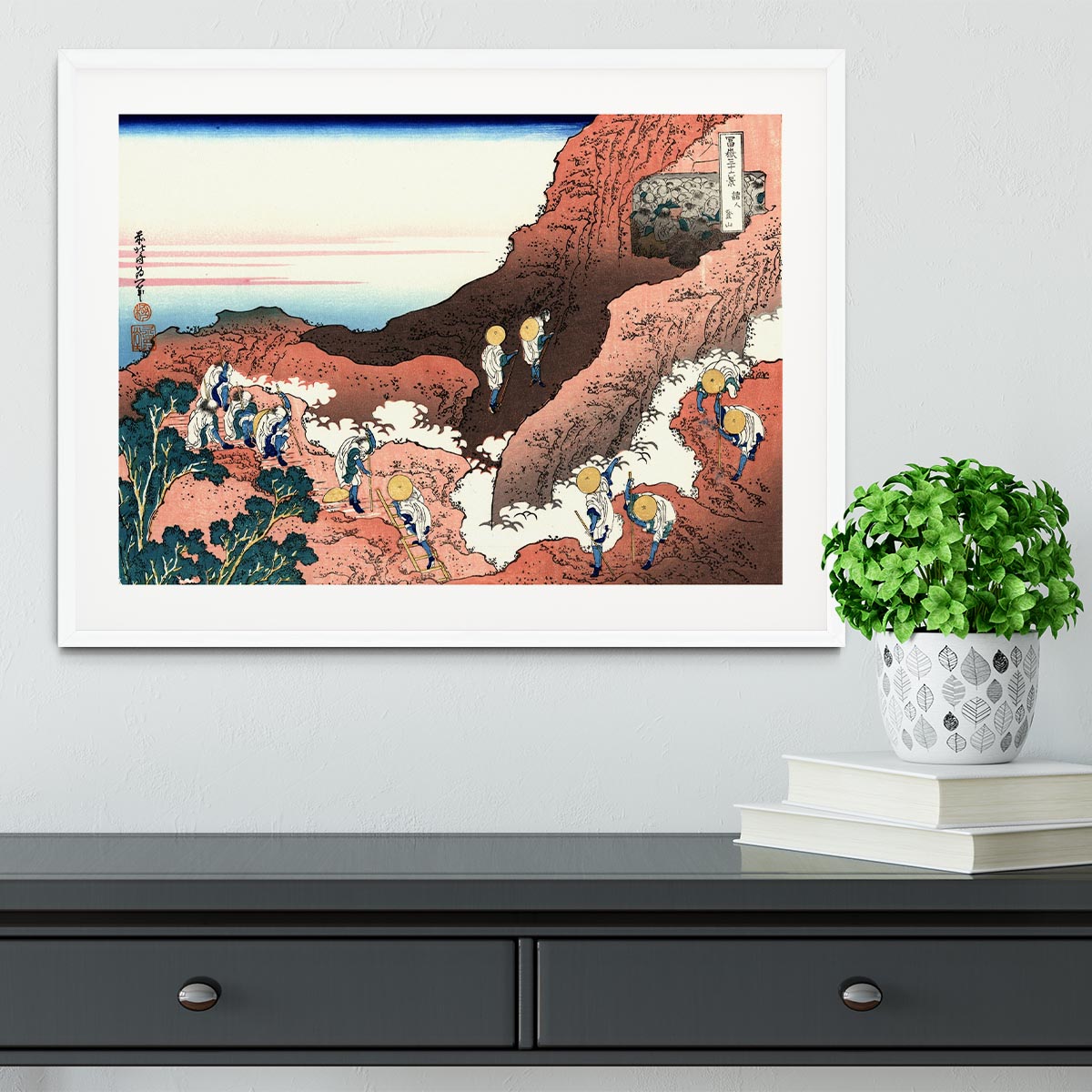 Climbing on Mt. Fuji by Hokusai Framed Print - Canvas Art Rocks - 5