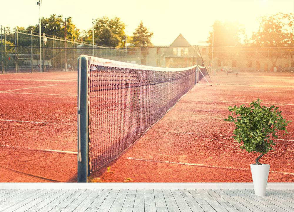 Close up of clay tennis court Wall Mural Wallpaper - Canvas Art Rocks - 4