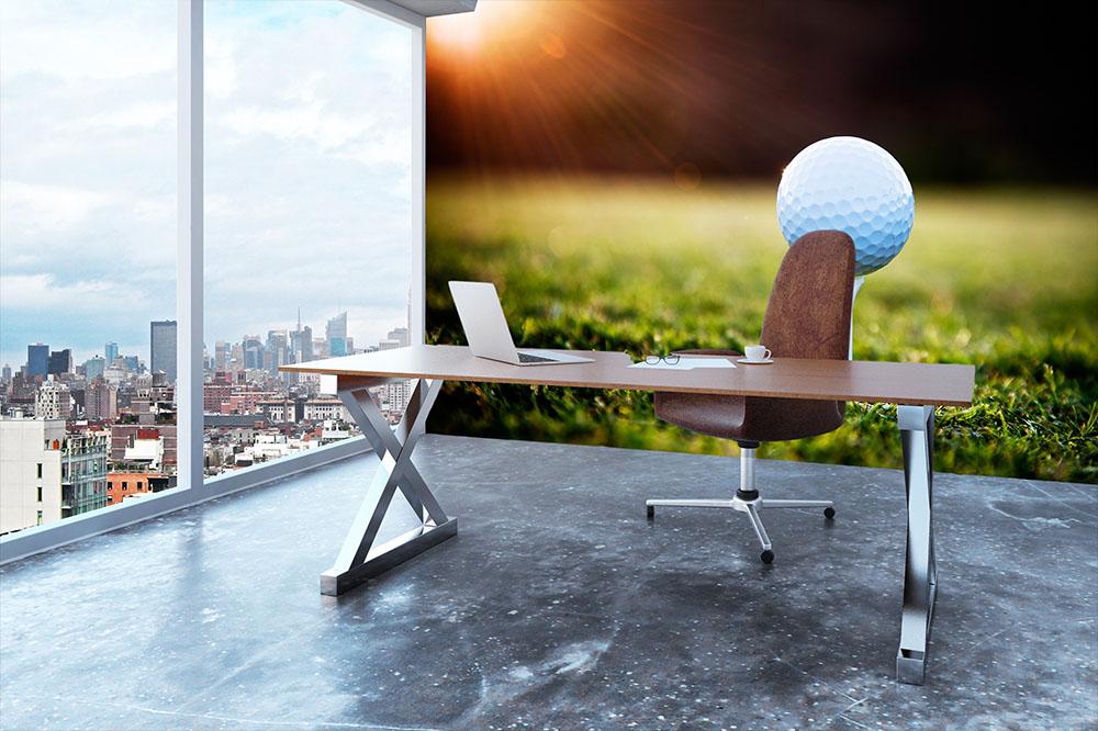 Close up of golf ball on tee Wall Mural Wallpaper - Canvas Art Rocks - 3