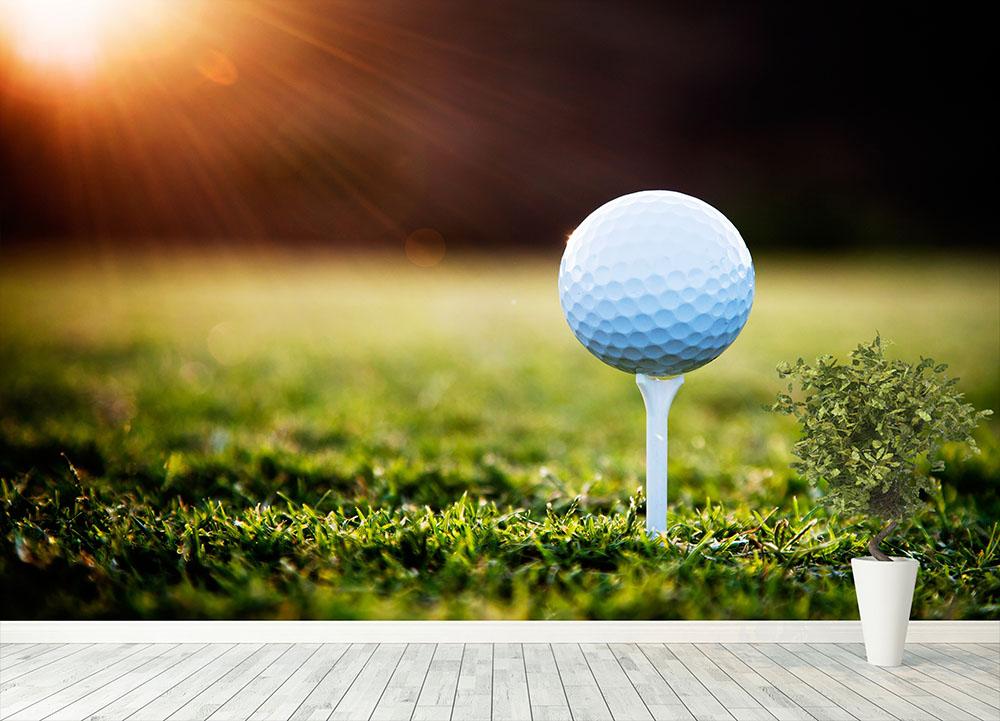 Close up of golf ball on tee Wall Mural Wallpaper - Canvas Art Rocks - 4