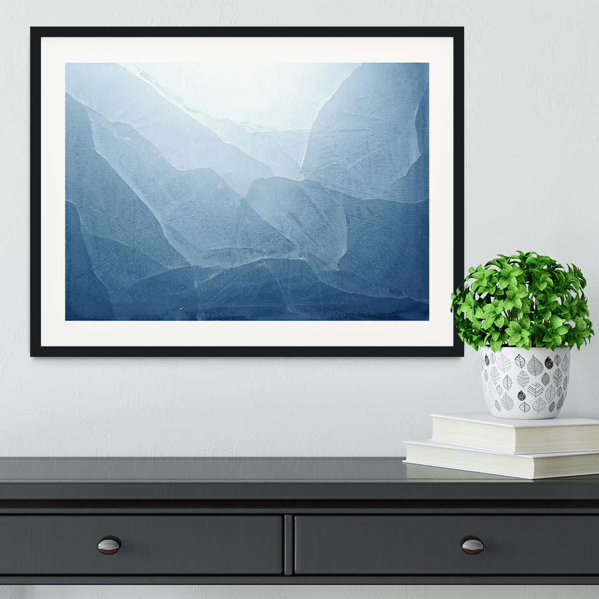 Closeup of blue ice background Framed Print - Canvas Art Rocks - 1