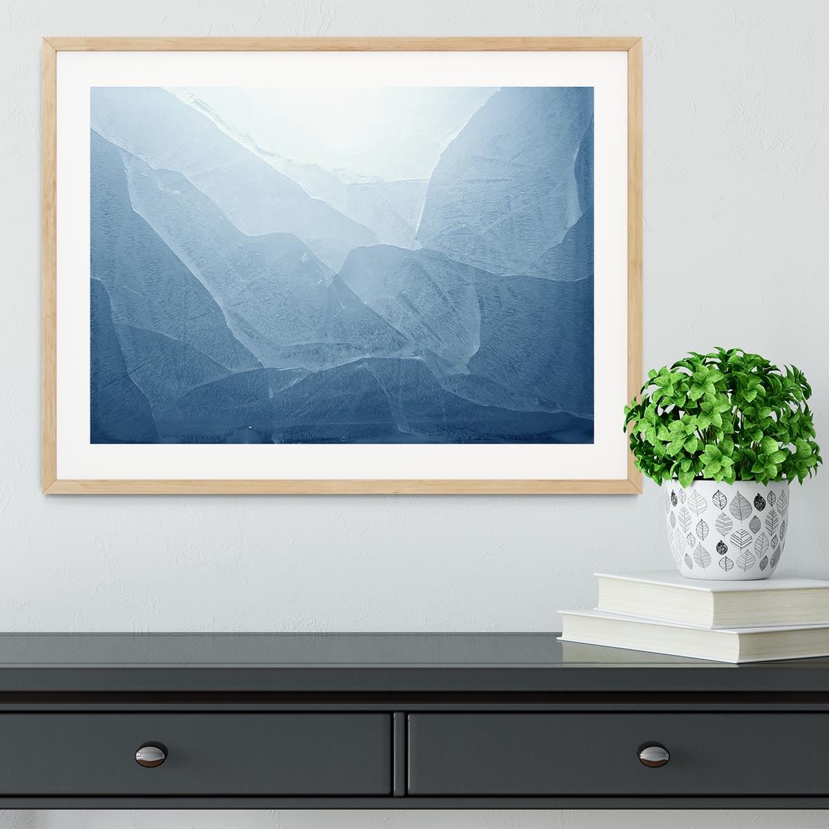 Closeup of blue ice background Framed Print - Canvas Art Rocks - 3