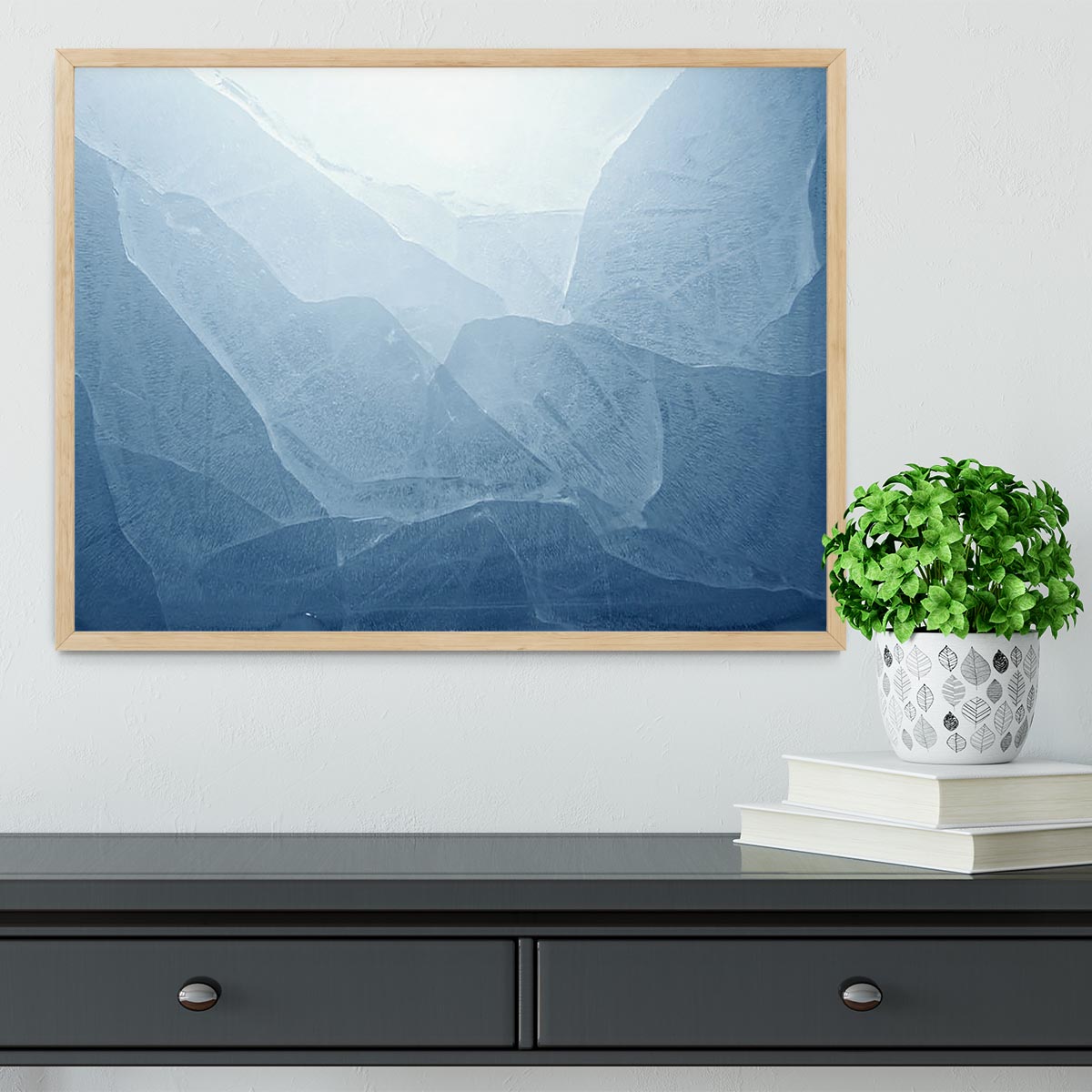 Closeup of blue ice background Framed Print - Canvas Art Rocks - 4