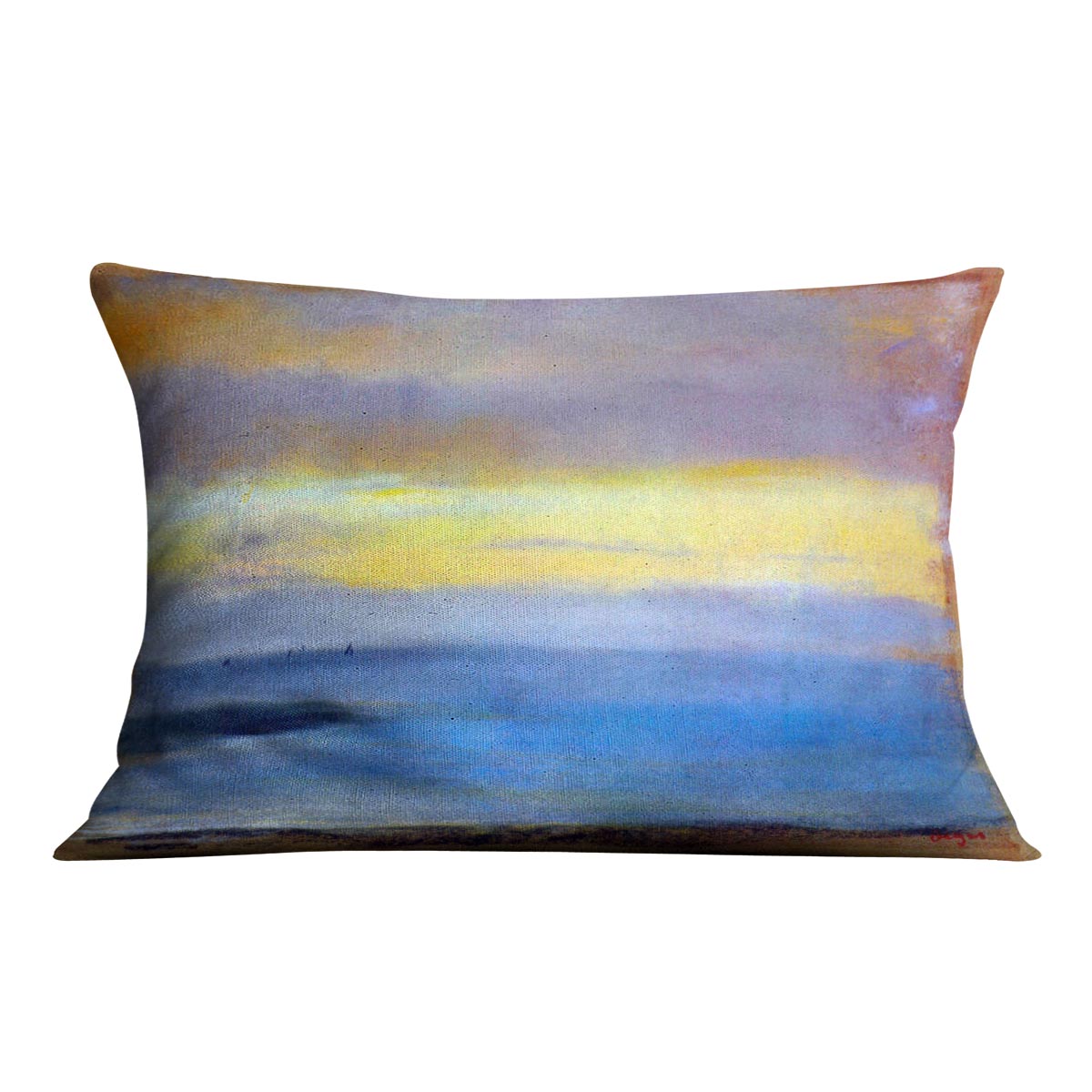 Coastal strip at sunset by Degas Cushion