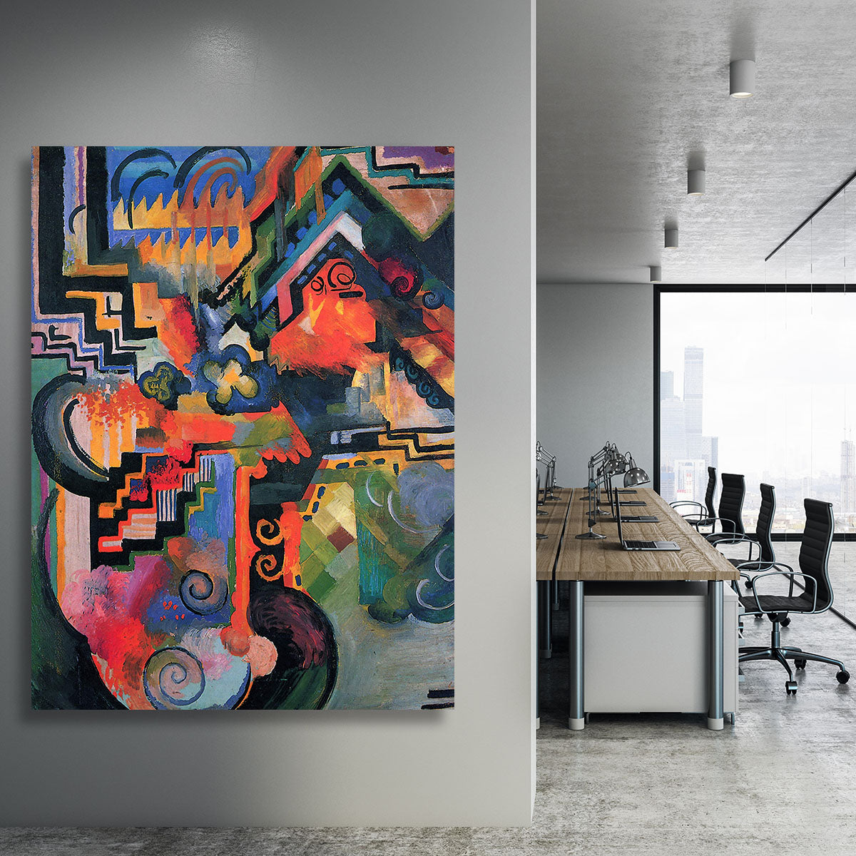 Colored composition Hommage o Sebastin Johann Bach by Macke Canvas Print or Poster - Canvas Art Rocks - 3