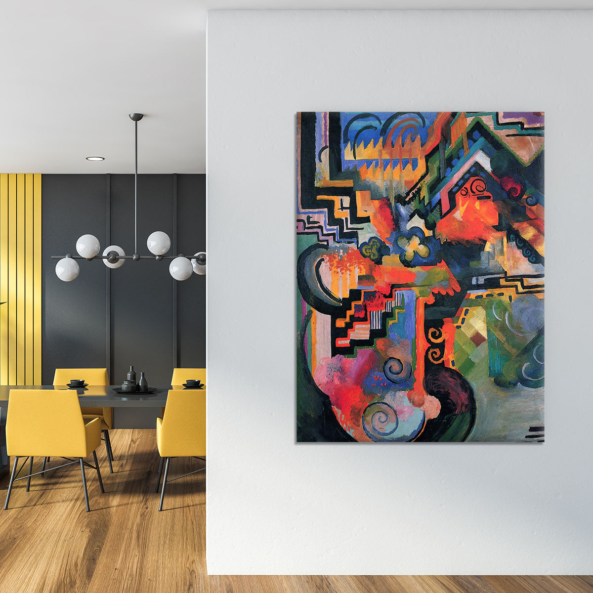 Colored composition Hommage o Sebastin Johann Bach by Macke Canvas Print or Poster - Canvas Art Rocks - 4