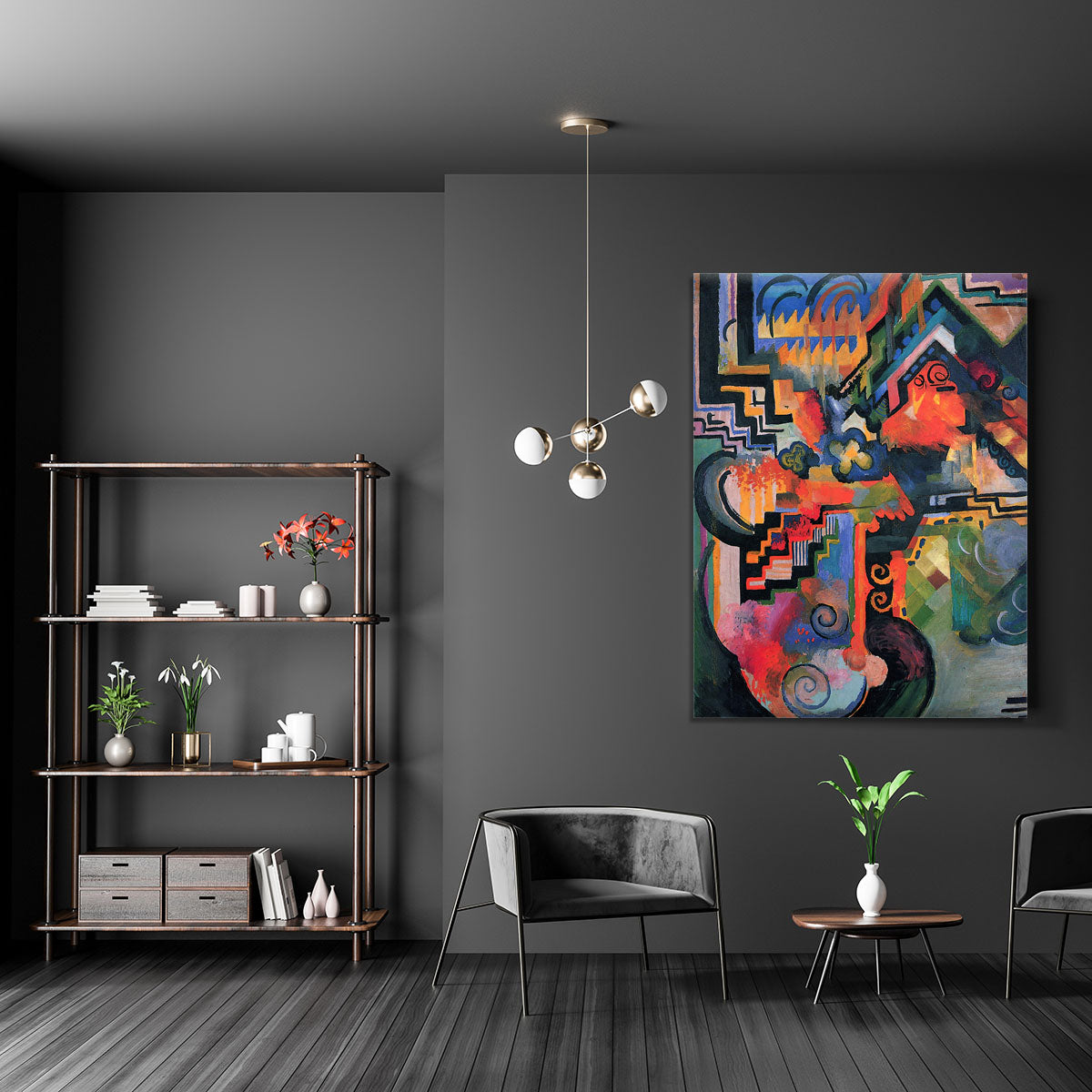 Colored composition Hommage o Sebastin Johann Bach by Macke Canvas Print or Poster - Canvas Art Rocks - 5