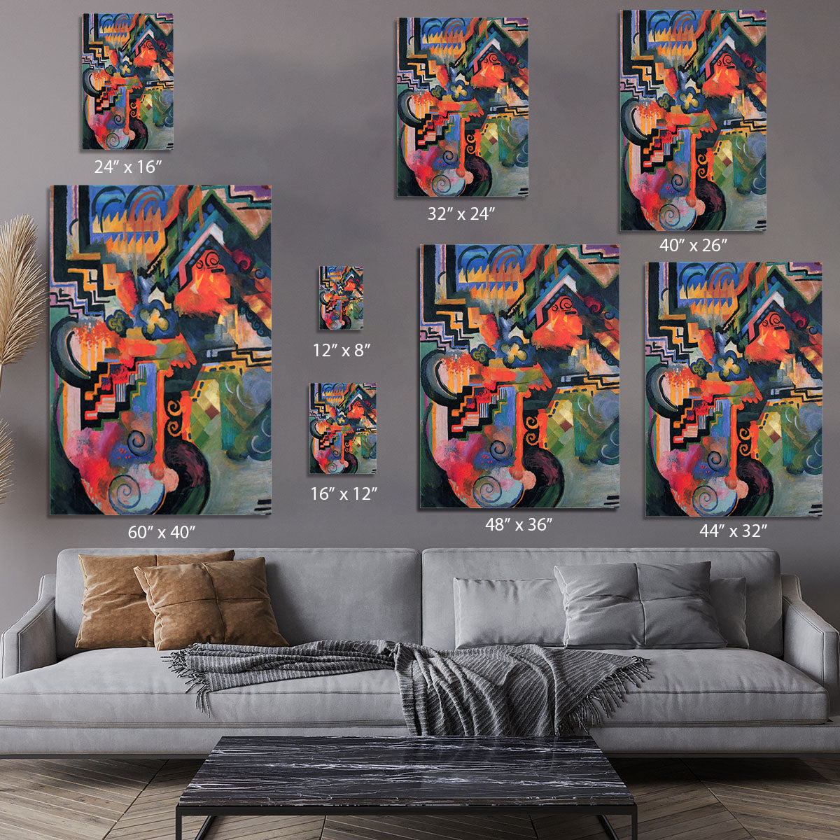 Colored composition Hommage o Sebastin Johann Bach by Macke Canvas Print or Poster - Canvas Art Rocks - 7