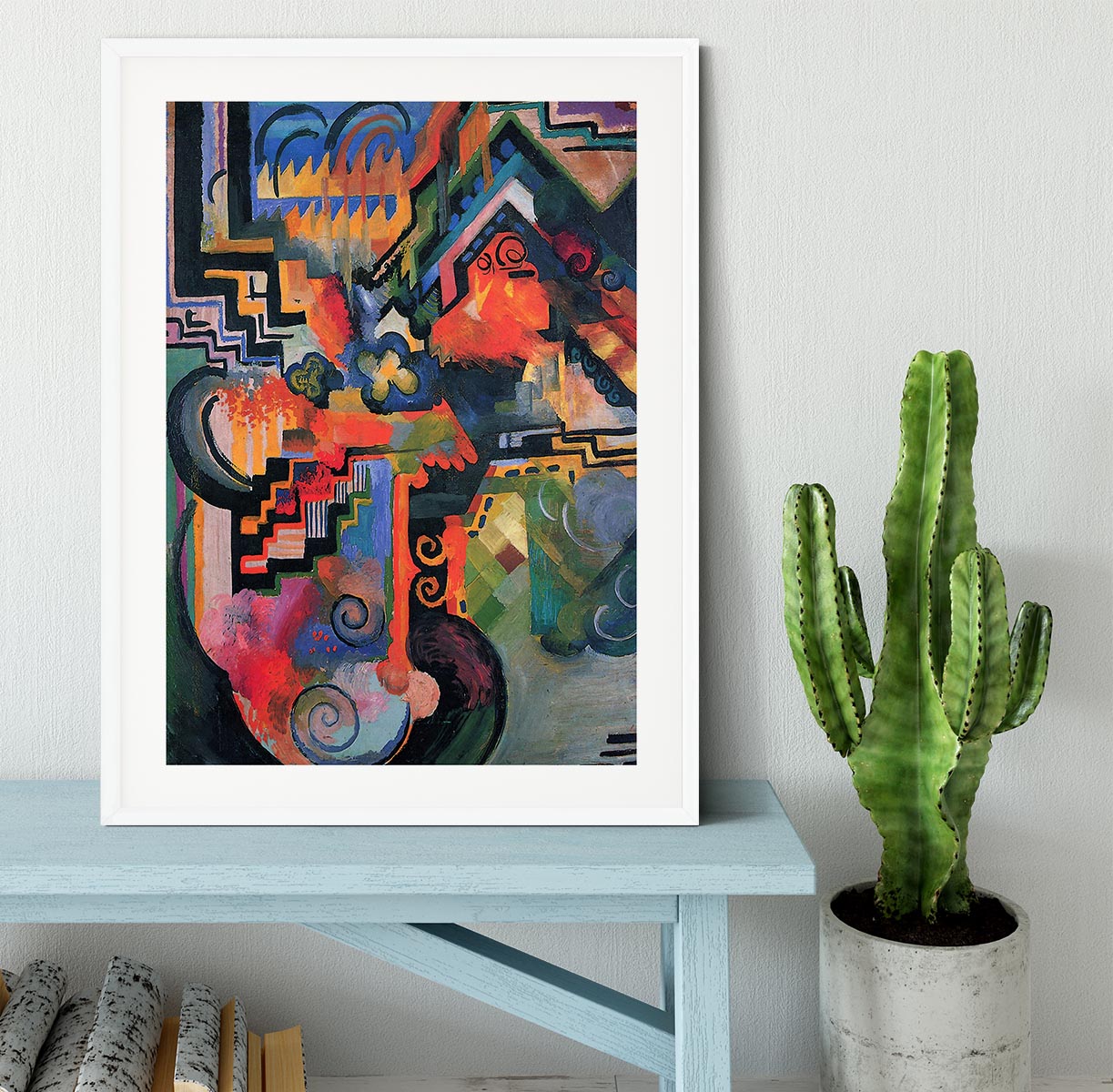 Colored composition Hommage o Sebastin Johann Bach by Macke Framed Print - Canvas Art Rocks - 5