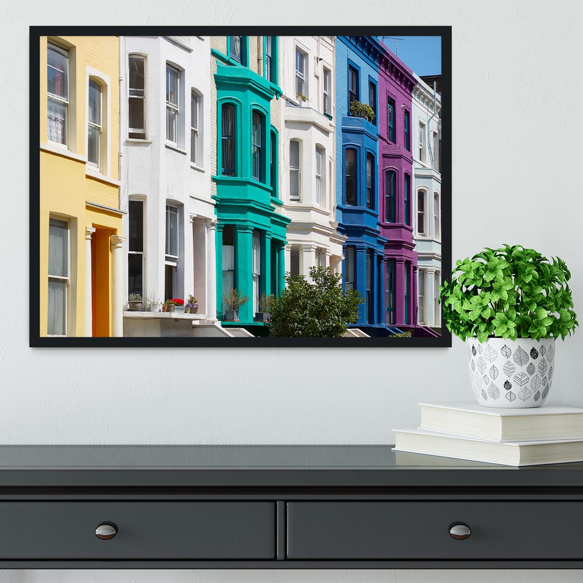 Colorful english houses Framed Print - Canvas Art Rocks - 2