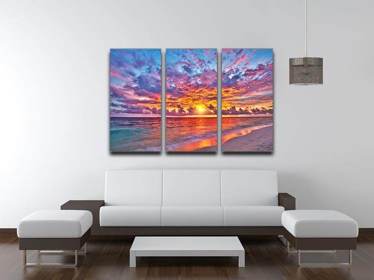 Colorful sunset over ocean on Maldives 3 Split Panel Canvas Print - Canvas Art Rocks - 3