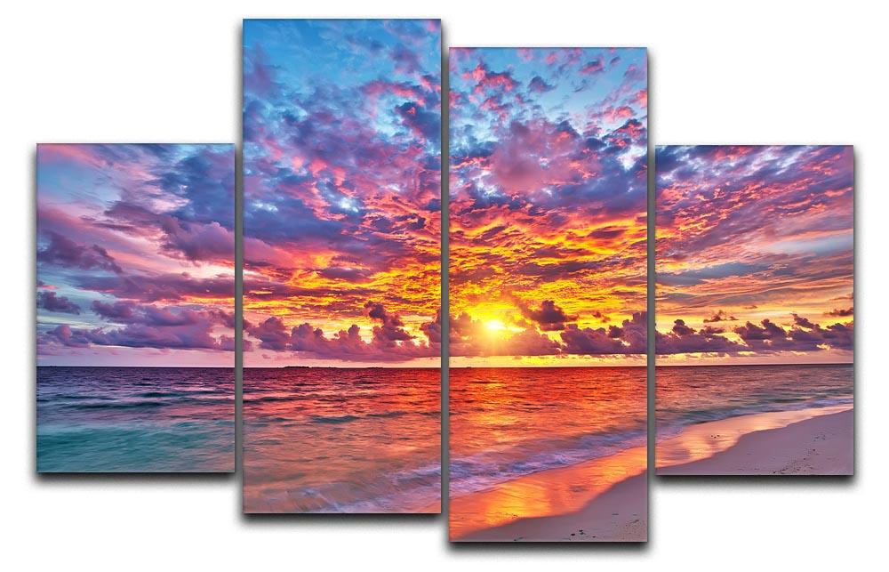 Colorful sunset over ocean on Maldives 4 Split Panel Canvas - Canvas Art Rocks - 1