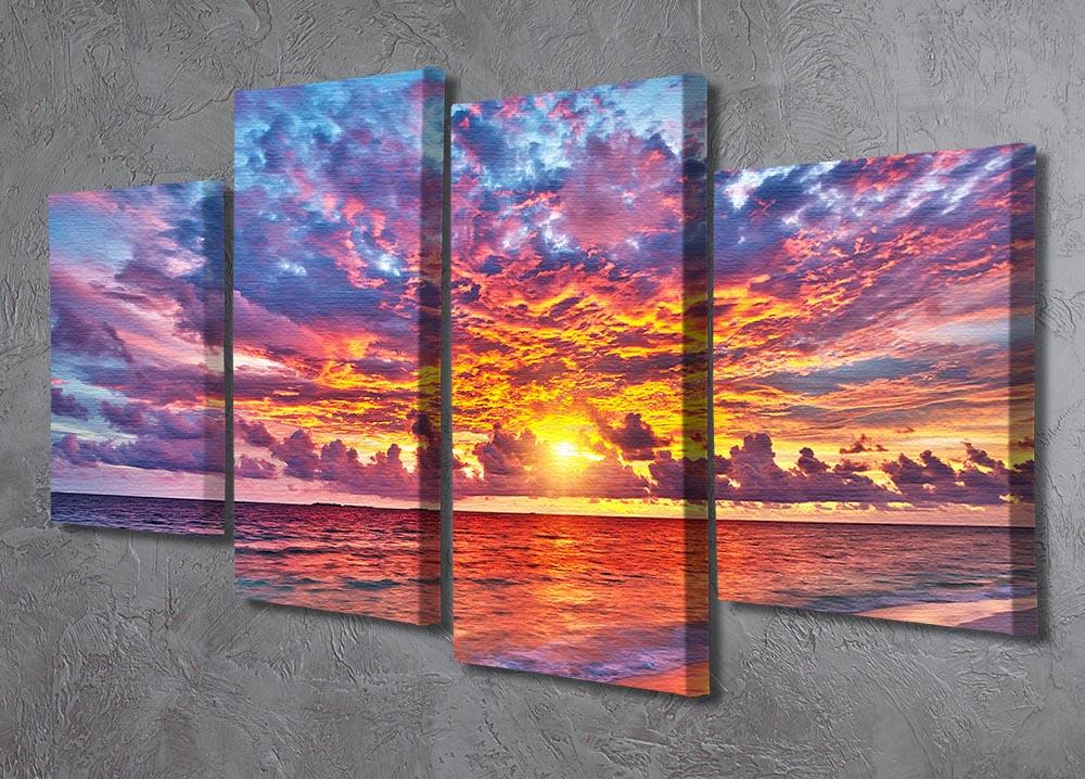 Colorful sunset over ocean on Maldives 4 Split Panel Canvas - Canvas Art Rocks - 2