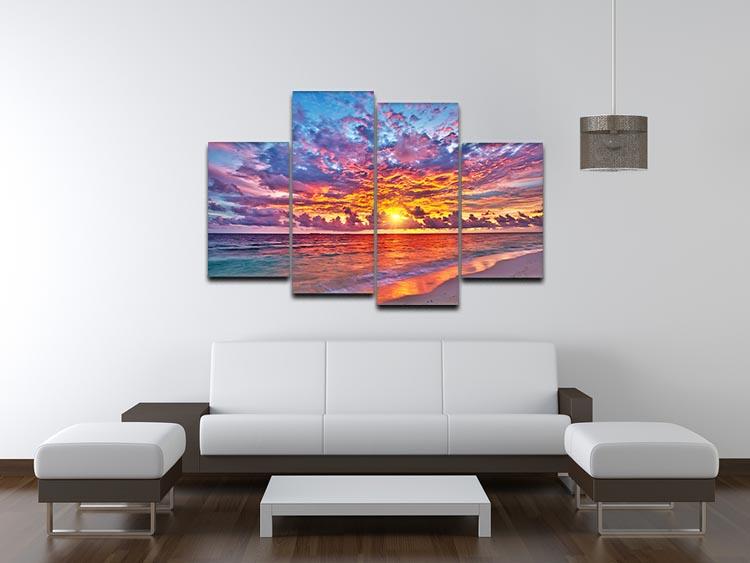 Colorful sunset over ocean on Maldives 4 Split Panel Canvas - Canvas Art Rocks - 3