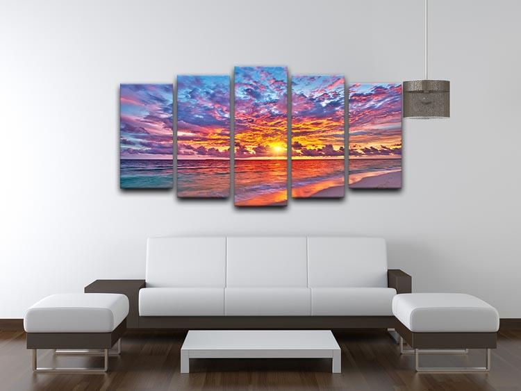 Colorful sunset over ocean on Maldives 5 Split Panel Canvas - Canvas Art Rocks - 3