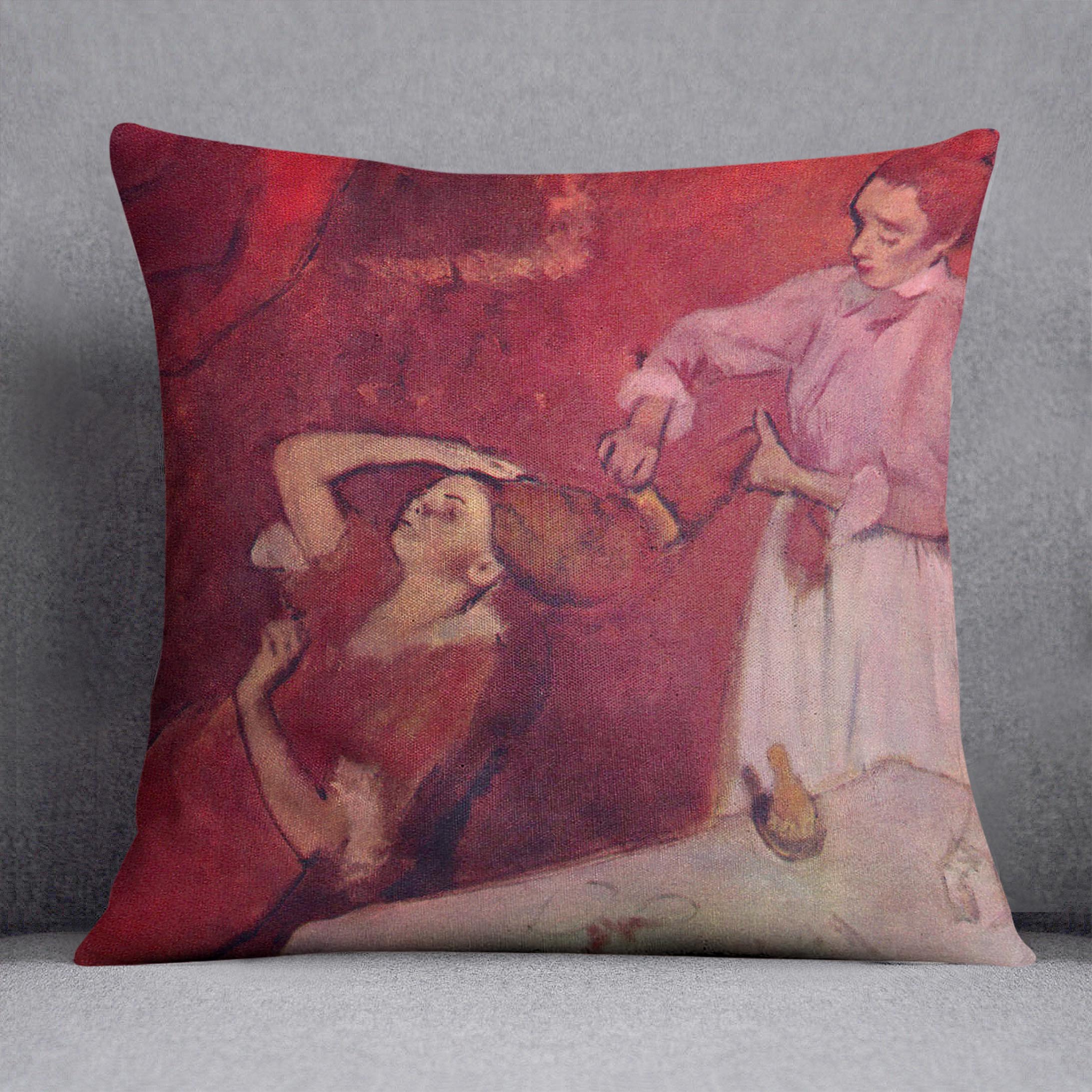 Combing hair by Degas Cushion