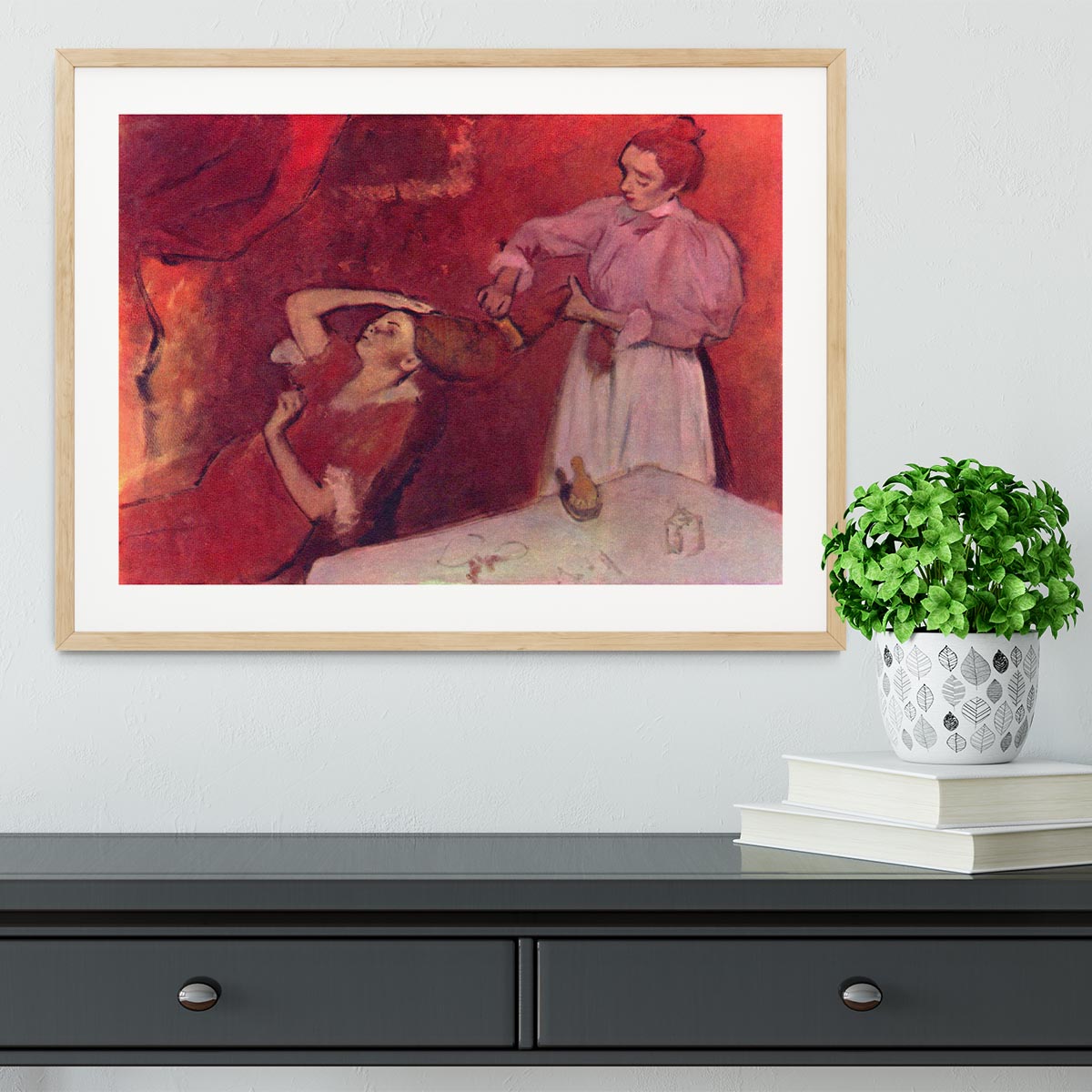 Combing hair by Degas Framed Print - Canvas Art Rocks - 3