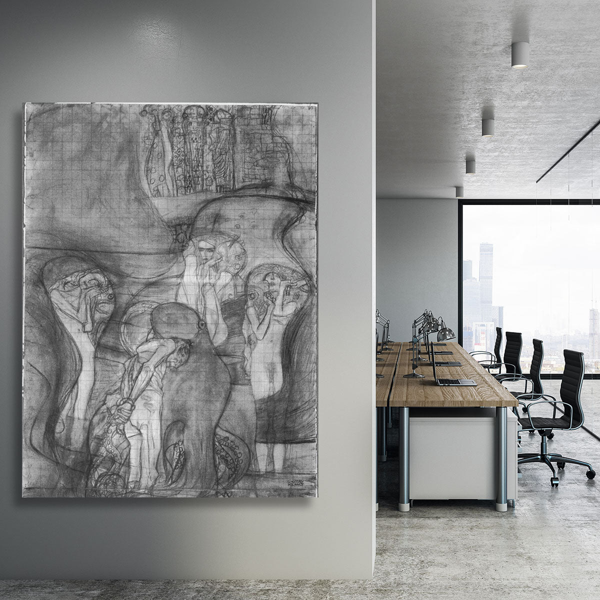 Composition draft of the law faculty image by Klimt Canvas Print or Poster - Canvas Art Rocks - 3