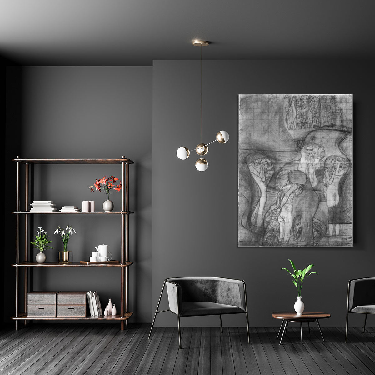 Composition draft of the law faculty image by Klimt Canvas Print or Poster - Canvas Art Rocks - 5