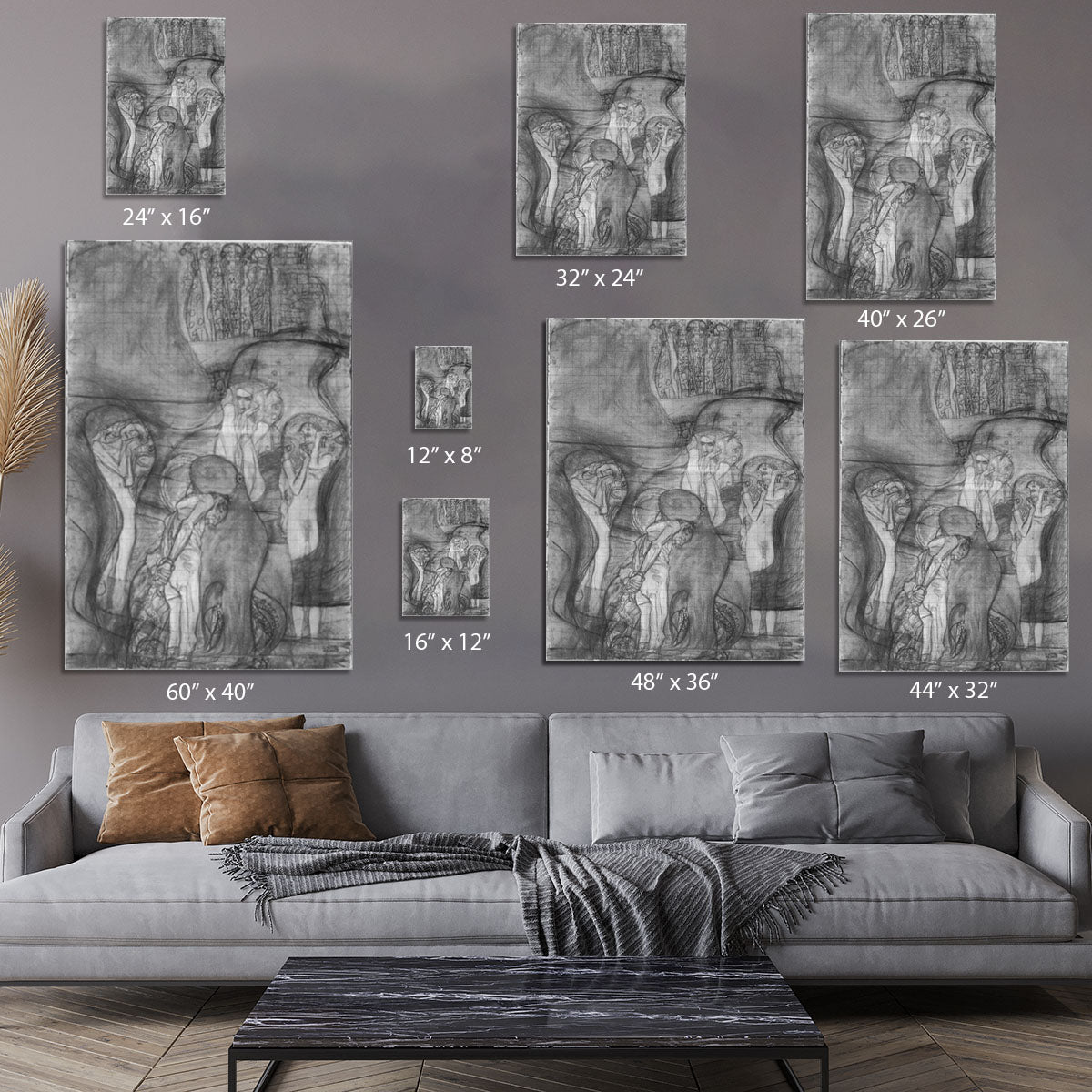 Composition draft of the law faculty image by Klimt Canvas Print or Poster - Canvas Art Rocks - 7