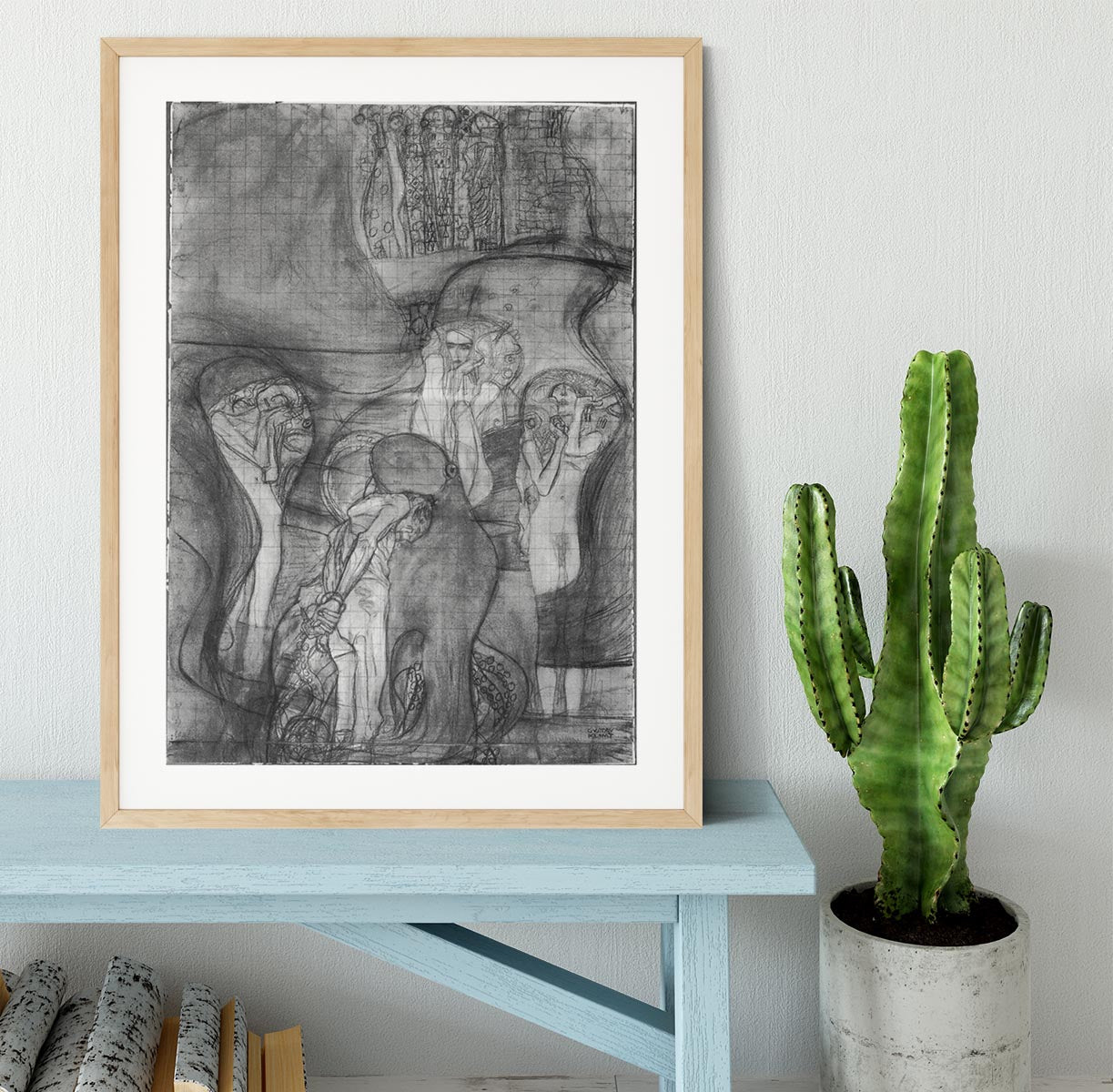 Composition draft of the law faculty image by Klimt Framed Print - Canvas Art Rocks - 3