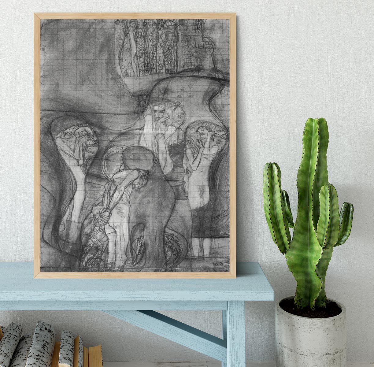 Composition draft of the law faculty image by Klimt Framed Print - Canvas Art Rocks - 4