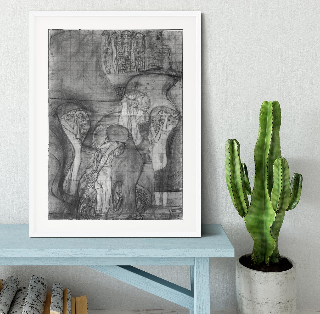 Composition draft of the law faculty image by Klimt Framed Print - Canvas Art Rocks - 5