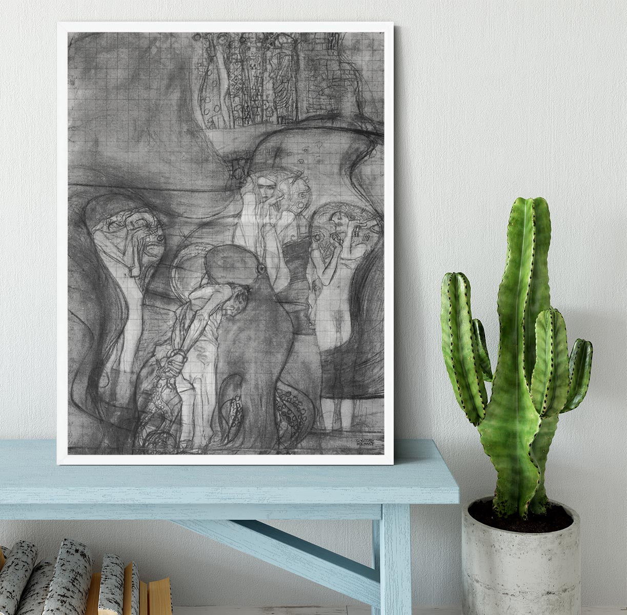 Composition draft of the law faculty image by Klimt Framed Print - Canvas Art Rocks -6