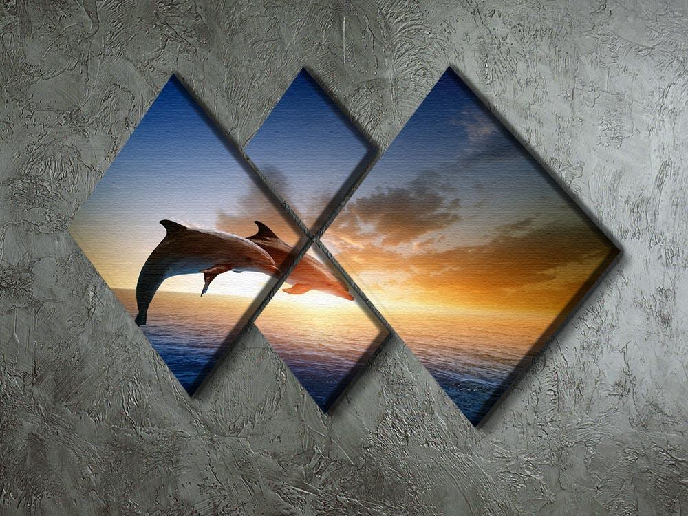 Couple jumping dolphins 4 Square Multi Panel Canvas - Canvas Art Rocks - 2