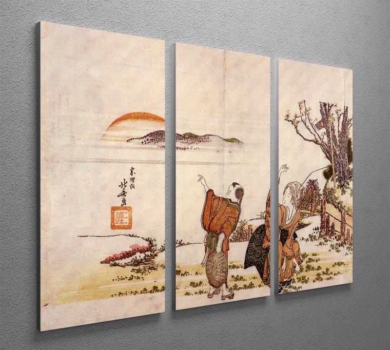 Crazy poetry by Hokusai 3 Split Panel Canvas Print - Canvas Art Rocks - 2