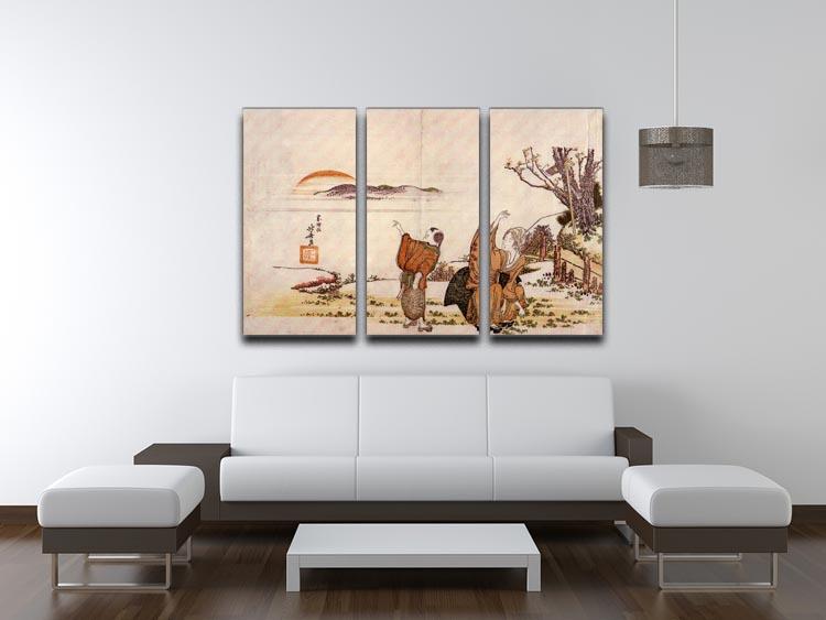 Crazy poetry by Hokusai 3 Split Panel Canvas Print - Canvas Art Rocks - 3