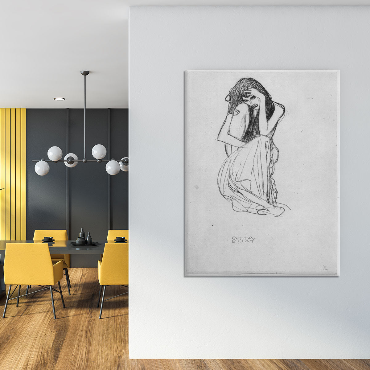 Crouching from the front by Klimt Canvas Print or Poster - Canvas Art Rocks - 4