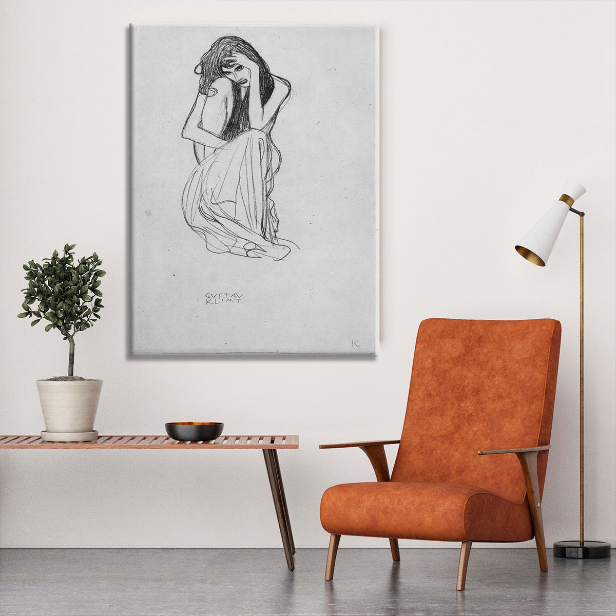 Crouching from the front by Klimt Canvas Print or Poster - Canvas Art Rocks - 6