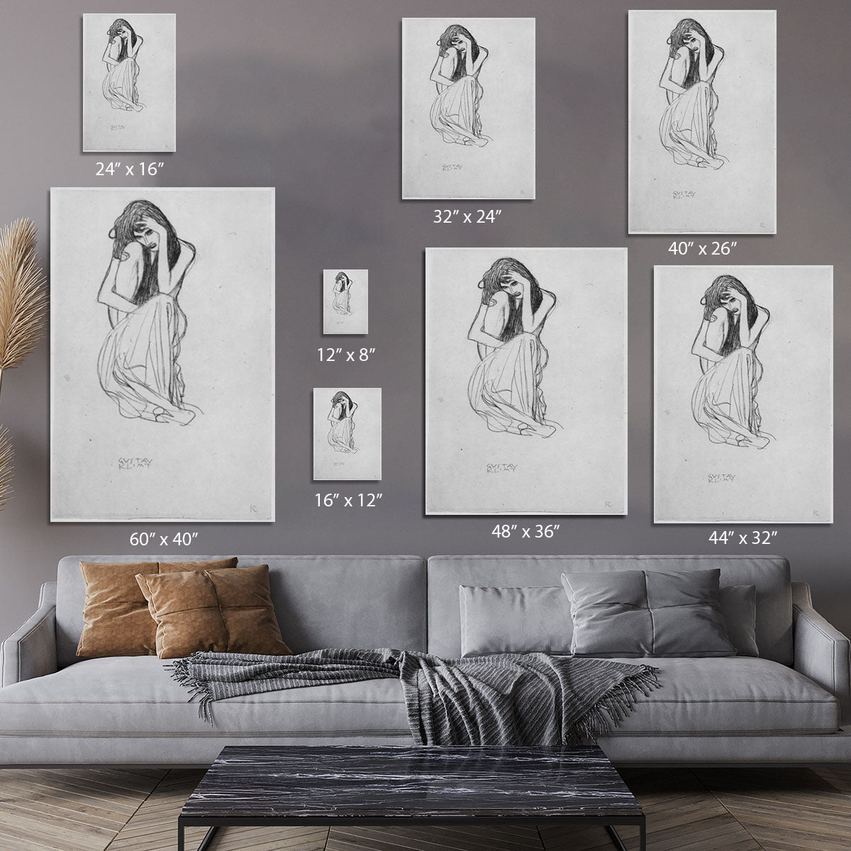 Crouching from the front by Klimt Canvas Print or Poster - Canvas Art Rocks - 7