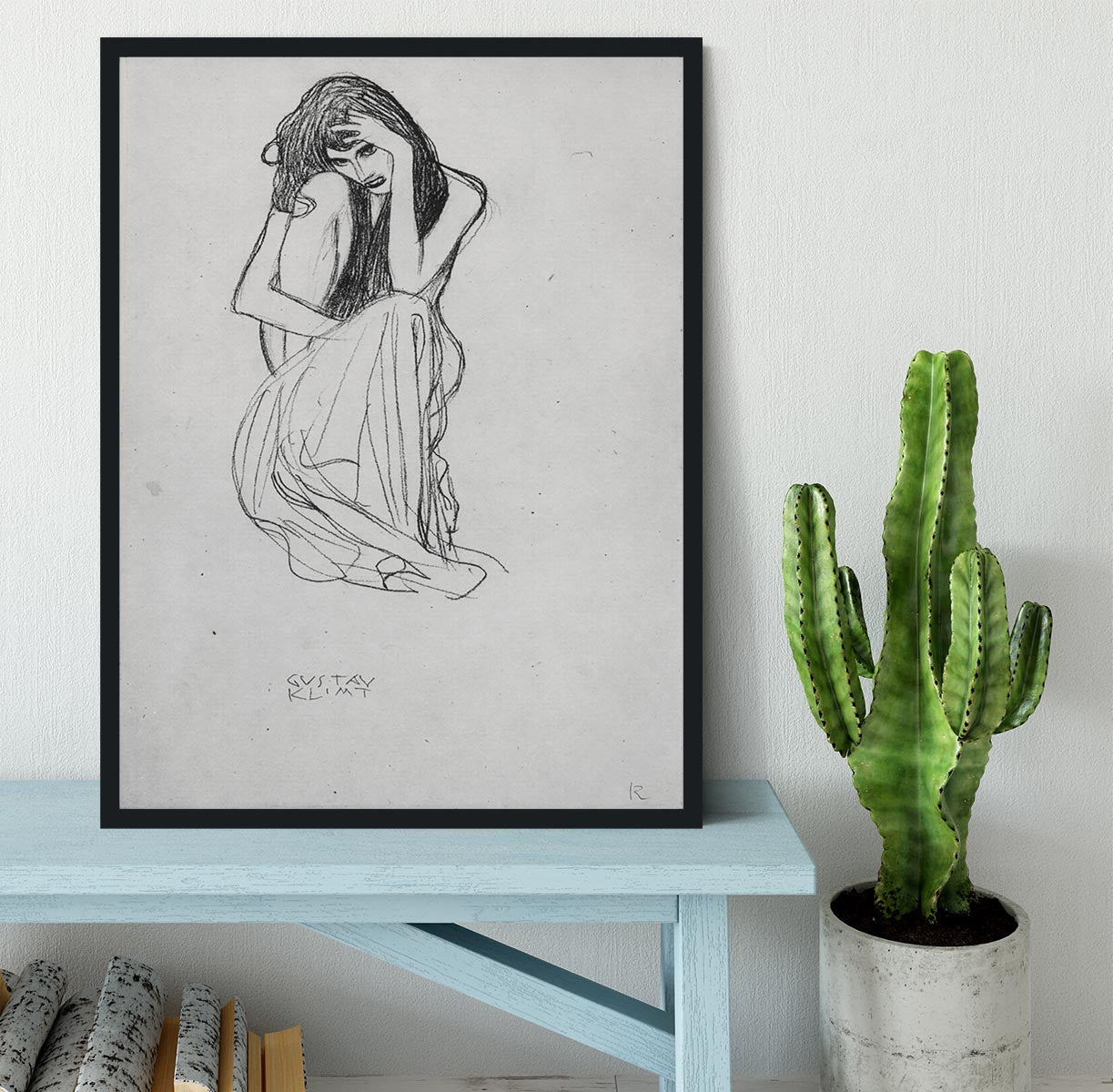 Crouching from the front by Klimt Framed Print - Canvas Art Rocks - 2