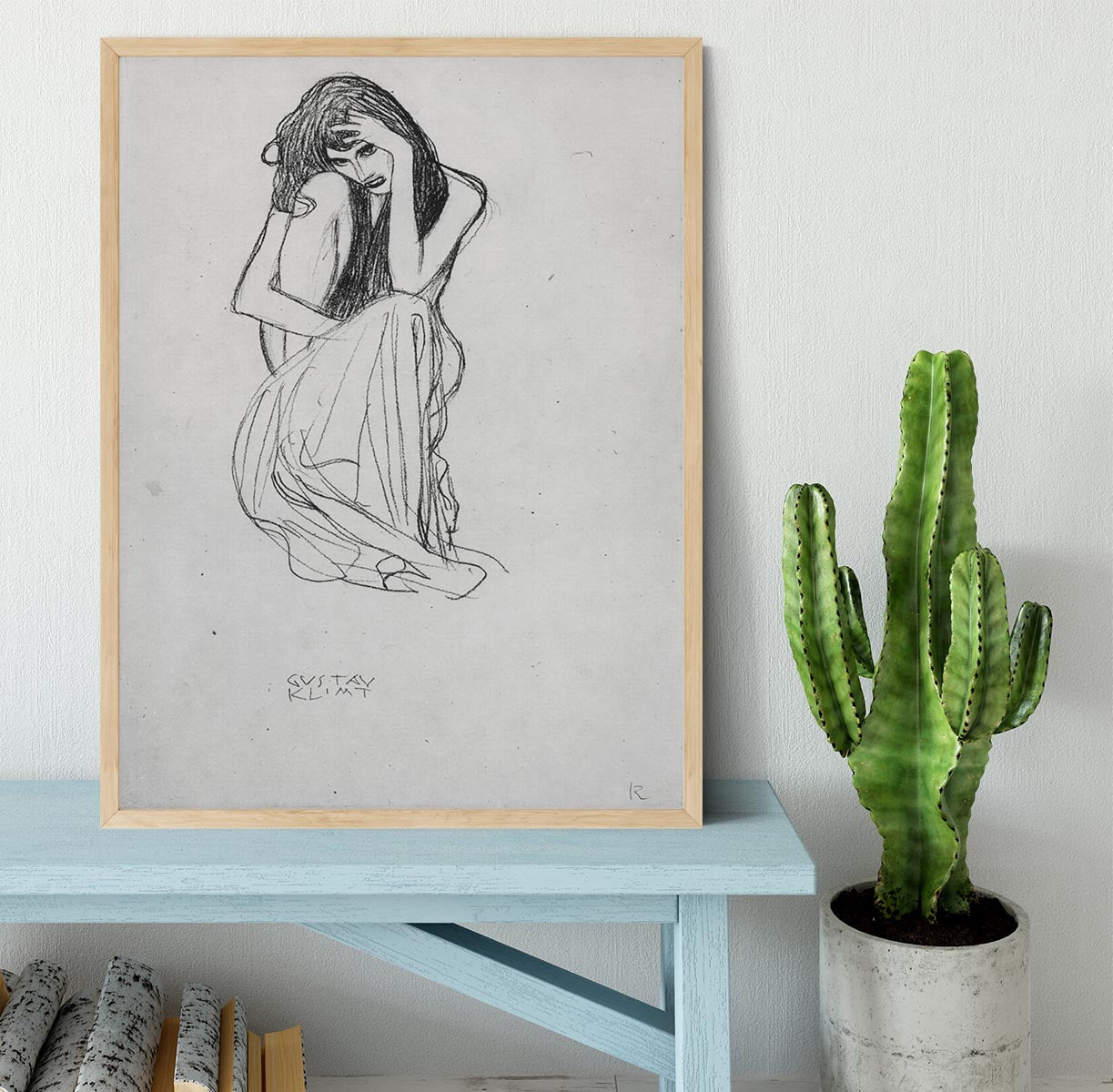 Crouching from the front by Klimt Framed Print - Canvas Art Rocks - 4