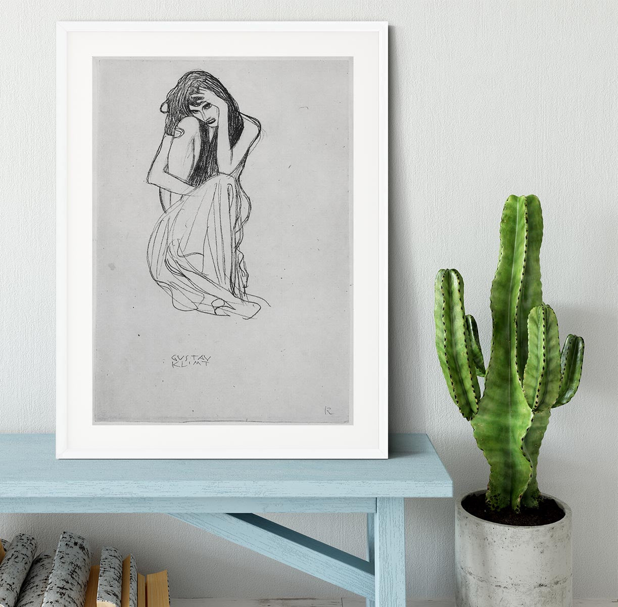 Crouching from the front by Klimt Framed Print - Canvas Art Rocks - 5