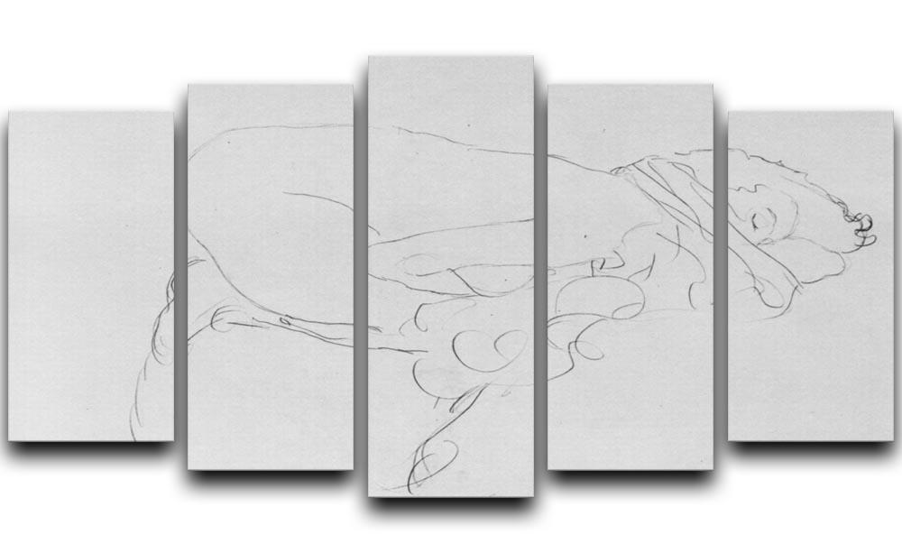 Crouching to right by Klimt 5 Split Panel Canvas  - Canvas Art Rocks - 1