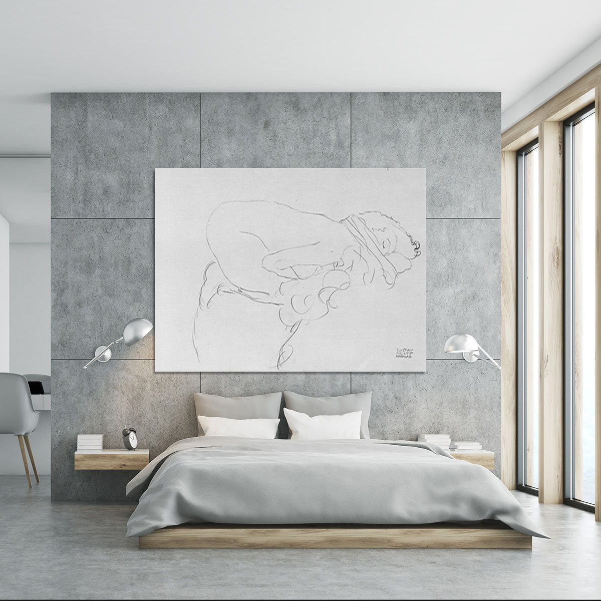 Crouching to right by Klimt Canvas Print or Poster - Canvas Art Rocks - 5