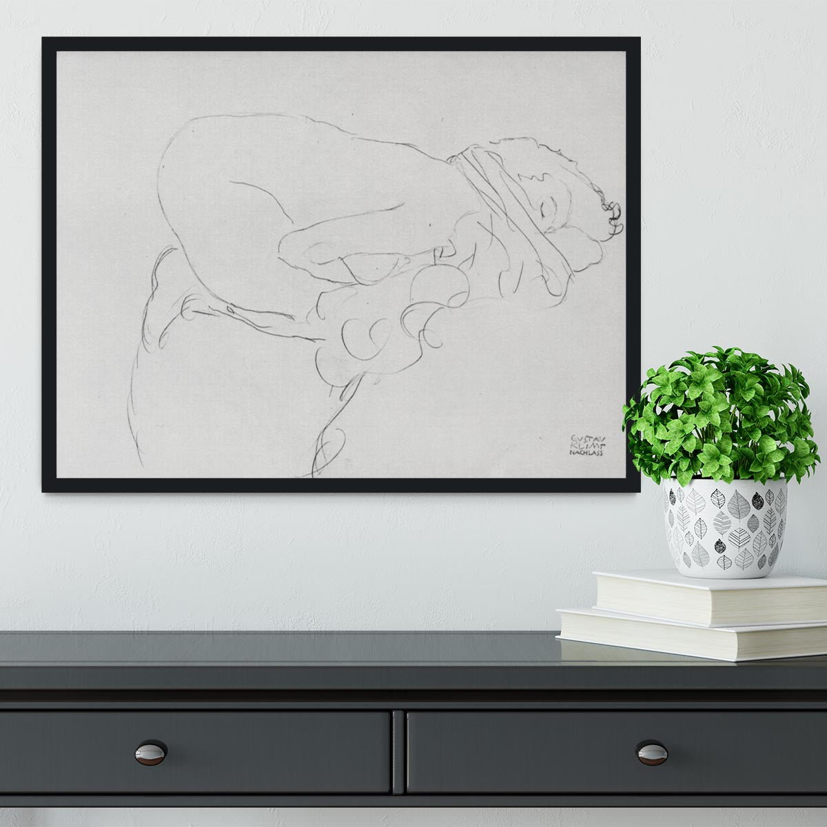 Crouching to right by Klimt Framed Print - Canvas Art Rocks - 2