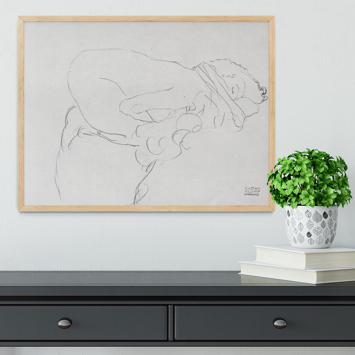 Crouching to right by Klimt Framed Print - Canvas Art Rocks - 4