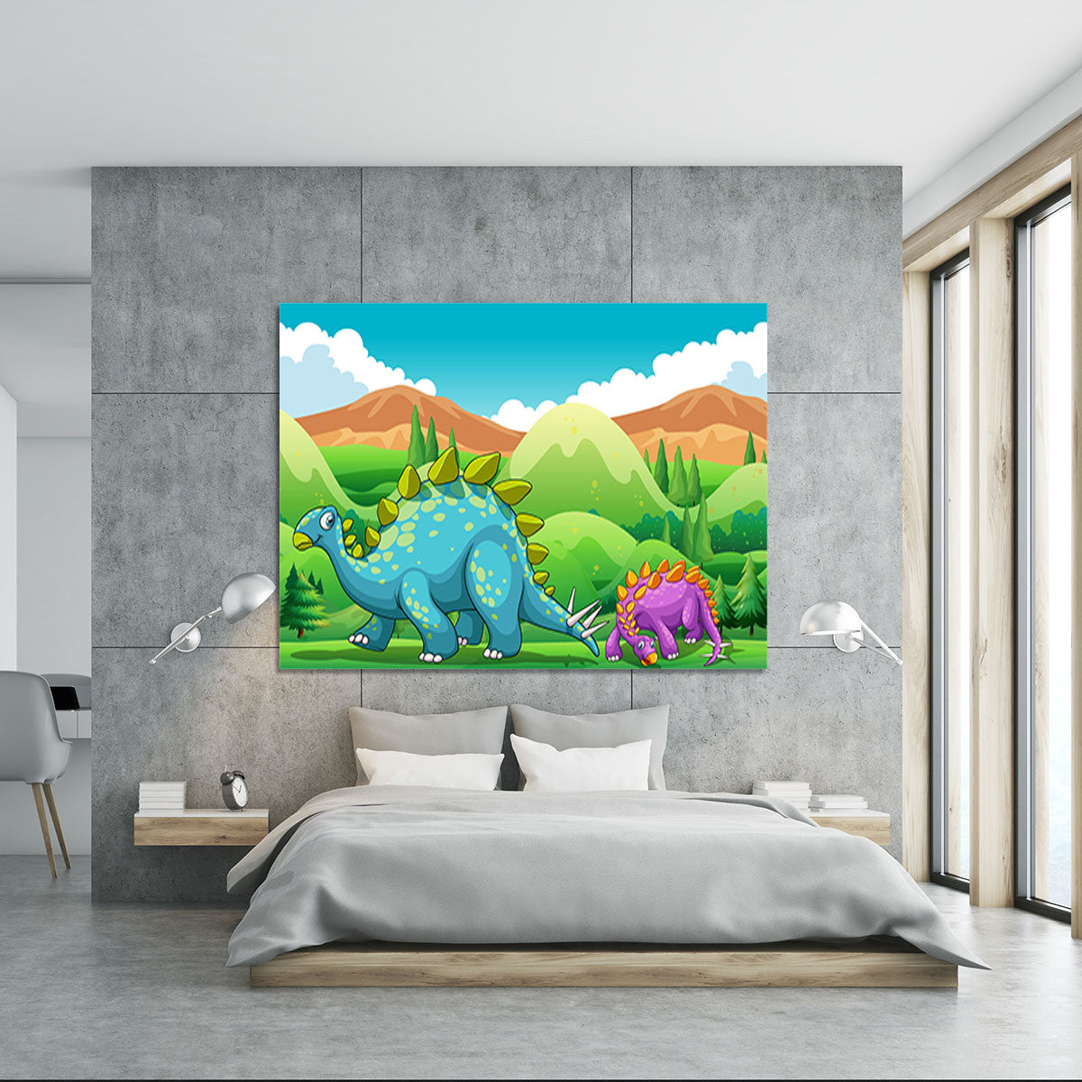 Cute dinosaurs walking Canvas Print or Poster - Canvas Art Rocks - 5