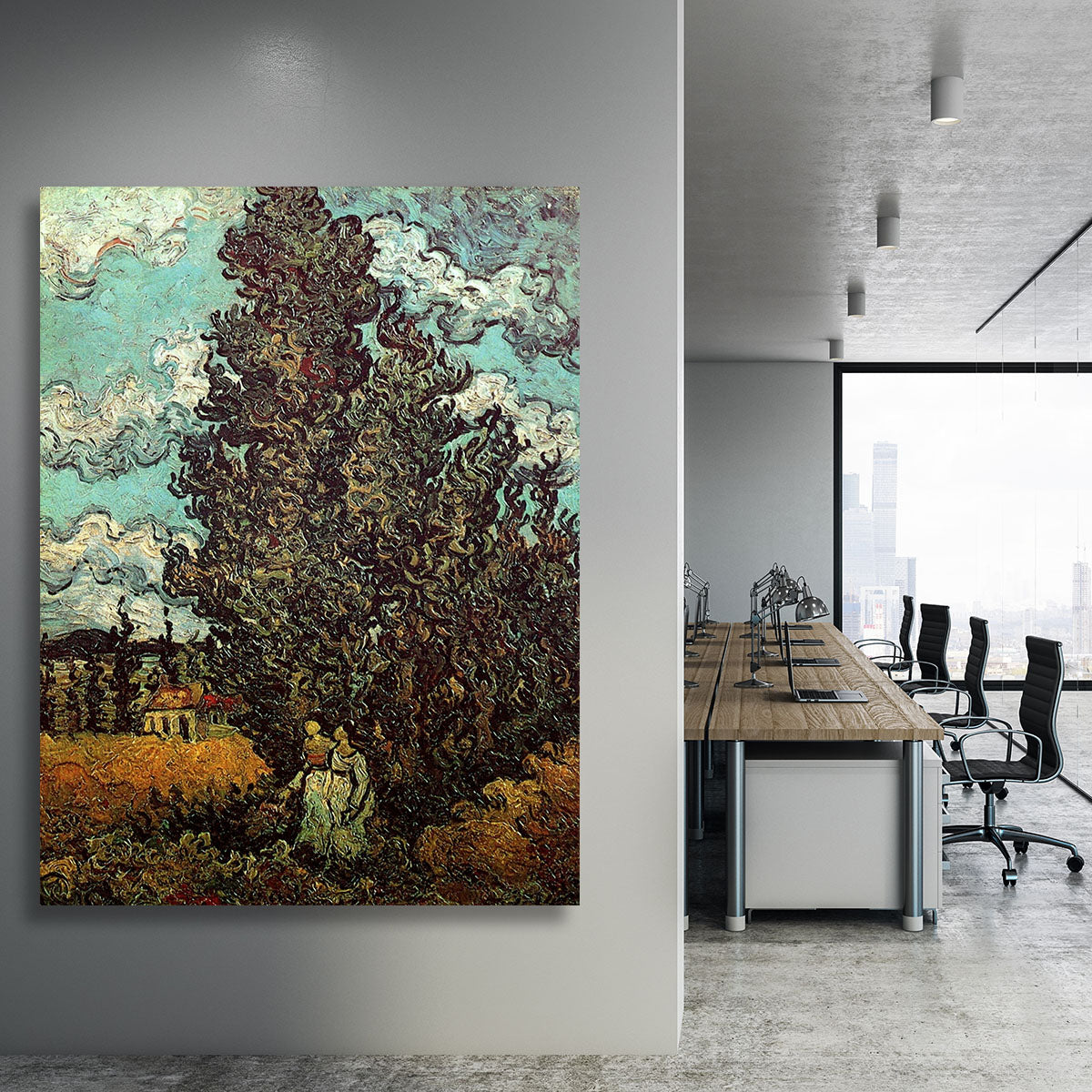 Cypresses and Two Women by Van Gogh Canvas Print or Poster - Canvas Art Rocks - 3