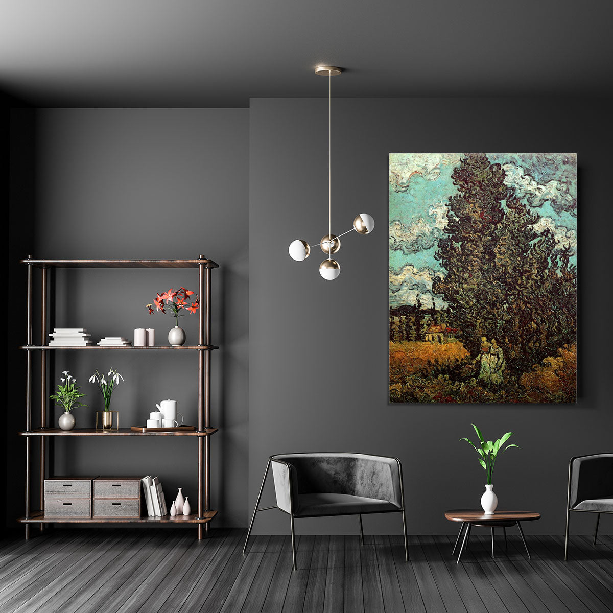 Cypresses and Two Women by Van Gogh Canvas Print or Poster - Canvas Art Rocks - 5